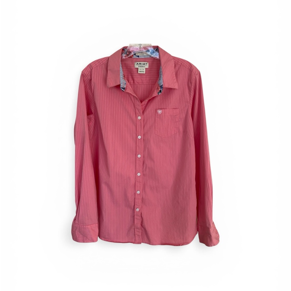 Ariat Ladies Pink Rodeo Stripe Button-Up Shirt